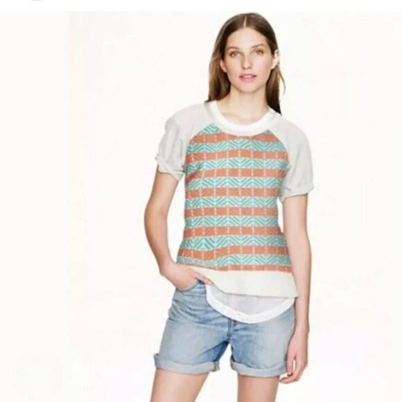 J. Crew Paneled Surf Stripe Top - Picture 1 of 7